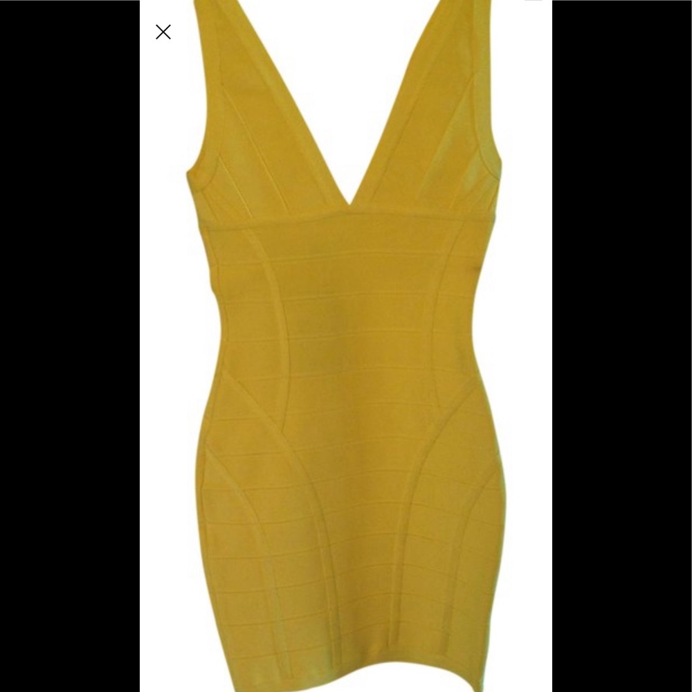 Celeb Boutique yellow bandage dress